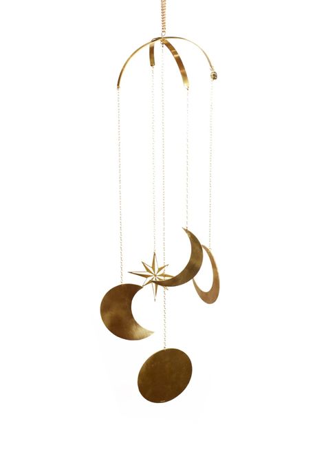 Moon Phase Mobile – Ariana Ost Halloween Curiosities, Brass Mobile, Astronomy Decor, Haloween Decor, Crib Mobiles, Kinetic Mobile, We Are Over The Moon, Moon Mobile, Magical Room