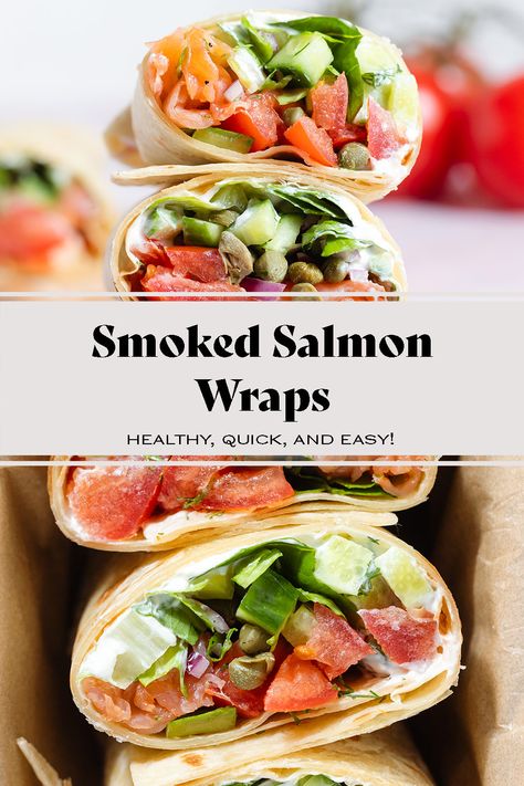 If you love smoked salmon bagels, you'll love these Smoked Salmon Wraps! This salmon wrap is super easy to make and it's the perfect savory breakfast or a light lunch, no cooking required! They're made with the classics like cream cheese, smoked salmon, veggies, herbs, and capers. You can even add everything bagel seasoning!