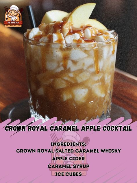 🍏👑 Indulge in the rich flavors of Crown Royal Caramel Apple Cocktail - a royal treat fit for any occasion! #CrownRoyal #Cocktail 🍹 Crown Royal Caramel Apple Cocktail Ingredients: - 1.5 oz Crown Royal Salted Caramel Whisky (45 ml) - 2 oz apple cider (60 ml) - 1 oz caramel syrup (30 ml) - Ice cubes - Apple slices for garnish Instructions: 1. Fill a shaker with ice cubes. 2. Pour Crown Royal Salted Caramel Whisky, apple cider, and caramel syrup into the shaker. 3. Shake well until chilled. 4.... Crown Mixed Drinks Recipe, Salted Caramel Crown Royal Drink Recipes Easy, Crown Vanilla Drinks, Salted Caramel Crown Royal Drinks, Salted Caramel Crown Royal, Crown Royal Salted Caramel, Salted Caramel Drinks, Caramel Apple Cocktail, Crown Royal Drinks