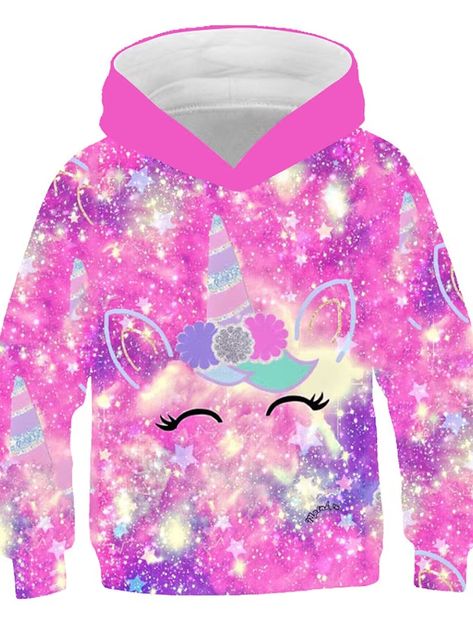 Star Graphic, Unicorn Pattern, Cartoon Sweatshirts, Cartoon Outfits, Boys Sweatshirts, Glitter Stars, Outdoor Fashion, Cute Spring, Pink Kids