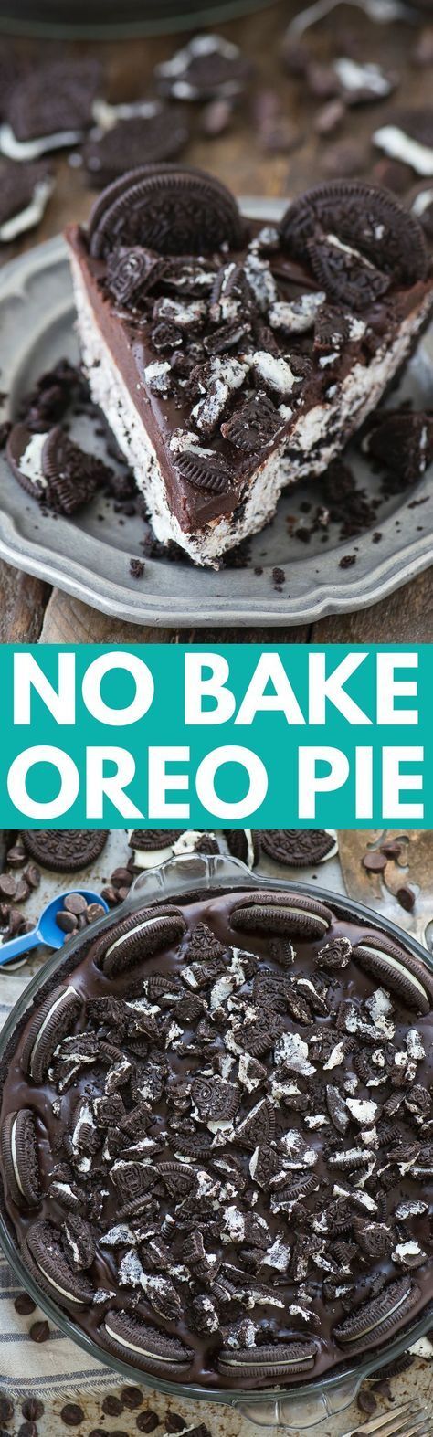 The best no bake oreo pie! Oreo crust, oreo cream cheese filling, chocolate ganache topped with oreos!! Oreo Pie Recipe, No Bake Oreo Pie, Oreo Cream Cheese, Oreo Fluff, Oreo Desserts, Weight Watcher Desserts, Oreo Pie, Oreo Cream, Fluff Recipe