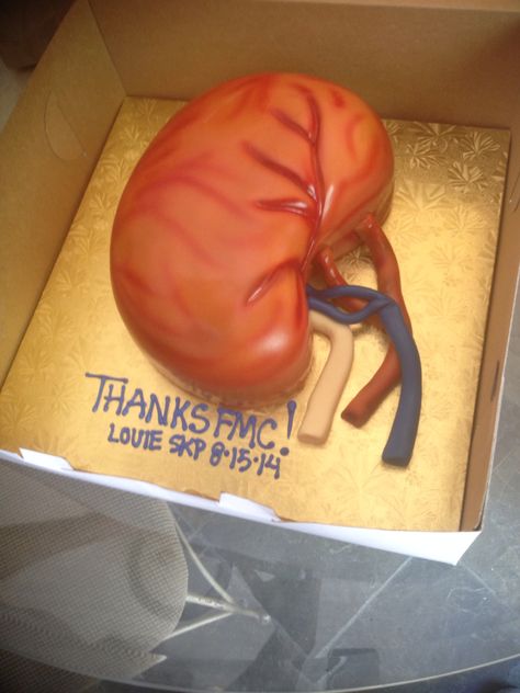 Cake for Fresenius Dialysis clinic after kidney pancreas transplant Nurse Cakes, Nursing Cake, Bakers Gonna Bake, Organ Donation, Cake Shapes, Funny Nurse, Get The Party Started, Nurse Humor, Nurse Life