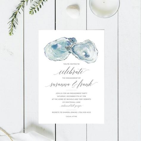 Oyster Roast Invitations, Oyster Wedding Invitations, Oyster Themed Wedding, Oyster Engagement Party, Oyster Roast Engagement Party, Oyster Roast Party, Oyster Party, Roast Ideas, Seafood Dinner Party