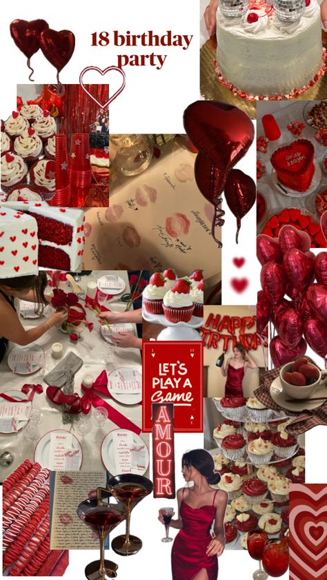 ❤️❤️❤️ Heart Themed Birthday, 21st Birthday Themes, 30th Birthday Themes, 18th Birthday Party Themes, Red Birthday Party, 20th Birthday Party, Birthday Dinner Party, Bday Party Theme, 29th Birthday