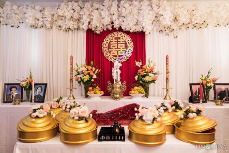 Hyatt Regency Orange County Wedding | Nataline & Vu Tea Ceremony Decorations, Vietnamese Tea Ceremony, Traditional Vietnamese Wedding, Tea Ceremony Wedding, Vietnamese Wedding Dress, Vietnamese Tea, Chinese Wedding Decor, Wedding Lunch, Vietnamese Wedding