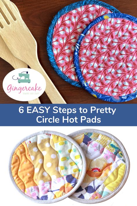 6 EASY Steps to Pretty Circle Hot Pads Hot Pads Tutorial, Sewing Projects Free, Sewing Machine Feet, Tote Bags Sewing, Crochet Handbags Patterns, My Sewing Room, Hot Pad, Sewing Items, Fabric Yardage