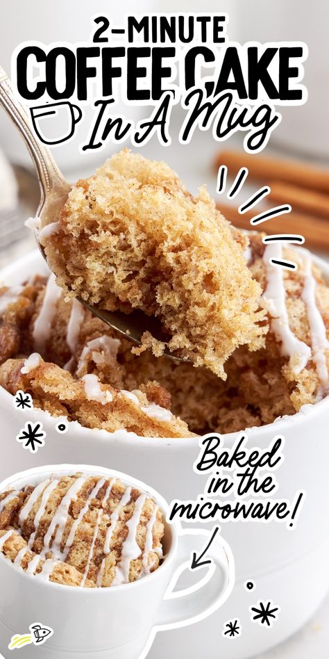 Mug Cake Microwave Coffee Cake, Mug Cake Coffee Cake, Coffee Cake Mug Cake Microwave, Coffee Cake In A Mug Recipe, Spice Cake In A Mug, Coffee Cake Mug Cake, Mug Coffee Cake, Muffin In A Mug Recipe, Easy Single Serve Desserts