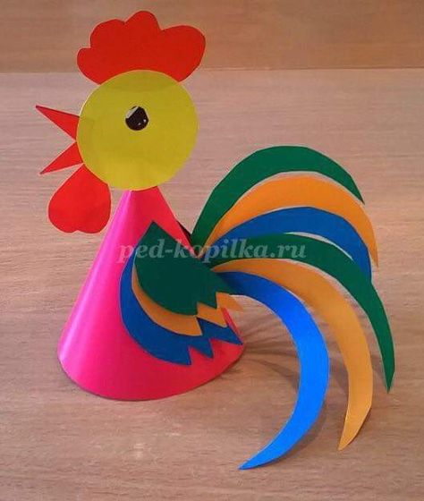 Rooster Paper Craft, Rooster Craft, Animal Crafts Preschool, Jungle Crafts, Whale Crafts, Babysitting Crafts, Coconut Shell Crafts, Crafts For Kids Easy, Rolled Paper Art