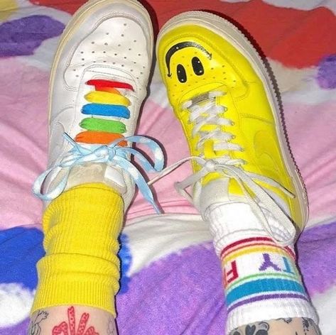 Smiley Face, Tennis Shoes, Smiley, Tennis, Socks, Rainbow, Sneakers, Yellow