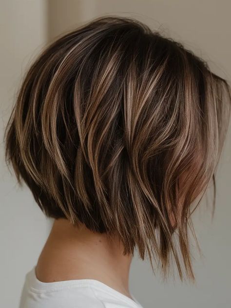 20 Trendy Choppy Bob Haircuts for 2025: Styles for Every Hair Type and Length Layered Bob Highlights, Scruffy Bob Hairstyles, Short Textured Bob Hairstyles, Angled Bob Thick Hair, Feathered Layers Short Hair, Messy Bob Haircuts Choppy Layers, Thick Wavy Short Haircuts, Thick Blonde Haircut, Below Chin Length Hair