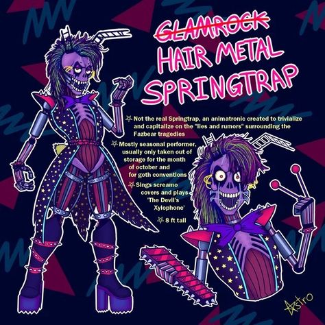 Fnaf Stylized, Fnaf Springtrap, Iron Maiden Albums, Glamrock Freddy, Fnaf Oc, Fnaf Fanart, Hair Metal, Techno Music, Freddy Fazbear