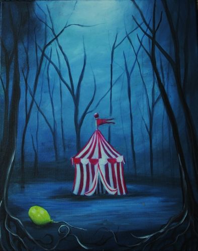 Diy Canvas Art Painting Ideas, Discover Painting, Ideas Painting Canvas, Circus Painting, Dark Inspiration, Creepy Paintings, Dark Circus, Dark Paintings, Acrylic Painting Ideas