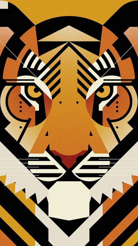 Animals Geometric Art, Shape Animals, Illustration Cat, Abstract Animal Art, Tiger Illustration, Tiger Graphic, Arte 8 Bits, Abstract Geometric Art, Tiger Art