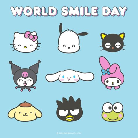 #sanrio #officialsanrio #hellokitty #hellokittyandfriends #japanese #franchise #media #anime #kawaii #characters #kuromi #kitty #bunny #dog #mymelody #sweetpiano #wishmemell #sweetcoron #landry #sanriocompany #mimiwhite #pochacco #pompompurin #cinnamoroll #chococat #badtzmaru #tuxedosam #littletwinstars #kiki #lala #kikiandlala #usahana #cutecore #coquette #soft #kidcore #motivation #inspiration #celebration #sendto #cards #happy #wholesome #bffs #positivity #nohate #nostalgia #colorful #aesthet Smile Day, World Smile Day, Hello Kitty Printables, Hello Kitty Aesthetic, Cute Kawaii Animals, Hello Kit, Hello Kitty Art, Art Decor Diy, Cute Kawaii Drawings