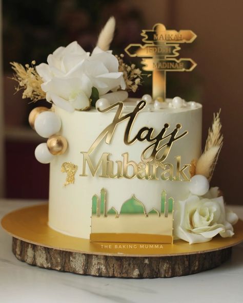 Celebrating the blessed journey with a sweet touch! 🕋✨ This elegant Hajj Mubarak cake is adorned with delicate details and matching cupcakes to mark this special occasion. From the golden accents to the personalized elements, every part of this set is crafted with love and care. 💛 As a home baker, I’m honored to be a part of your precious moments through my creations. Whether it’s for a religious celebration, milestone, or any event close to your heart, let’s make it unforgettable together! ... Hajj Mubarak Cake, Hajj Mubarak, Delicate Details, Precious Moments, Milestones, The Golden, Special Occasion, Baking, In This Moment