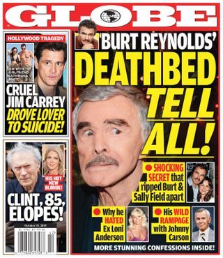 Globe Celebrity Gossip News, Sally Field, Issue Magazine, Smokey And The Bandit, 50th Birthday Funny, Burt Reynolds, Cool Magazine, Enjoy Reading, Gossip News