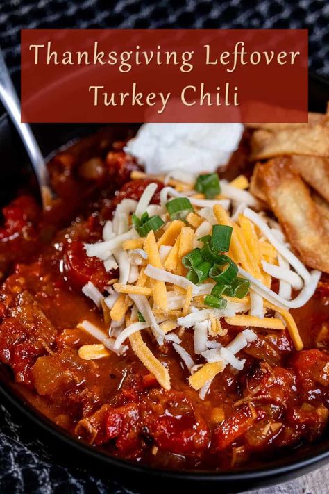 (Leftover) Turkey Chili - The Night Owl Chef Leftover Turkey Chili Recipe, Smoked Turkey Leftover Recipes, Turkey Chilli Recipes, Seasoning Vegetables, Leftover Chili Recipes, Leftover Turkey Chili, Turkey Chilli, Turkey Meals, Spicy Chili Recipe