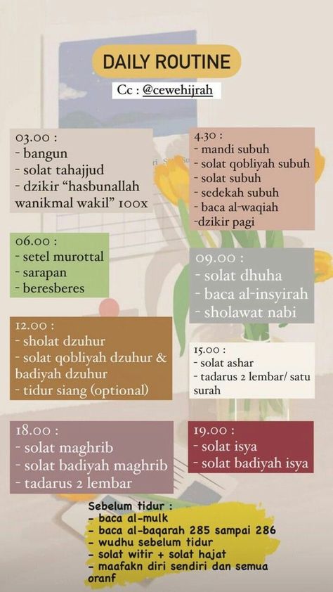 Islamic Daily Routine Schedule, Daily Routine Schedule Muslim, Islamic Daily Routine, Lebaran Outfit, Dress Lebaran, Muslim Outfit, Daily Routine Schedule, Best Quran Quotes, Pray Quotes