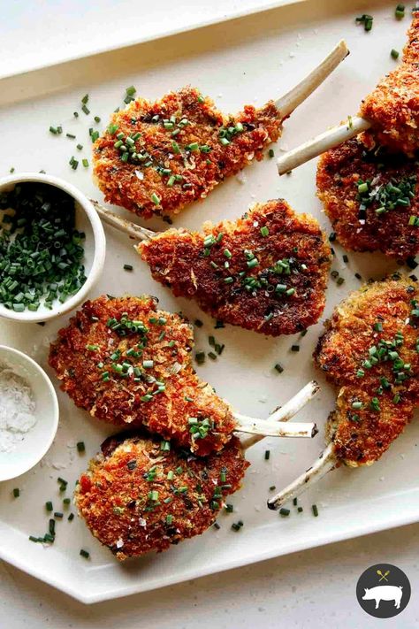 A crazy-delicious and very simple Parmesan and Panko-Crusted Lamb Chops Recipe, made in under 30 minutes! Our recipe is perfect to serve as an appetizer, but hearty enough to stand alone as the main course for dinner! Just pair the chops with a side of Roasted Cauliflower and some Buttery Spatzle and you have an incredible meal that will satisfy anyone! Crusted Lamb Chops, Lamb Chops Recipe, Spoon Fork Bacon, Lamb Chop Recipes, Lamb Ribs, Chops Recipe, Lamb Recipes, Lamb Chops, Perfect Appetizers