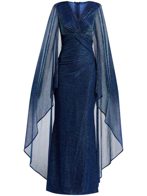 Floor Length Sleeves Dress, Edwardian Formal Dress, Mermaid Like Dress, Fancy Dresses With Long Sleeves, Navy Blue Maid Of Honor Dresses Long, Fancy 1800s Dresses, Navy Blue Fantasy Dress, Blue Witch Dress, Yule Ball Inspired Dress