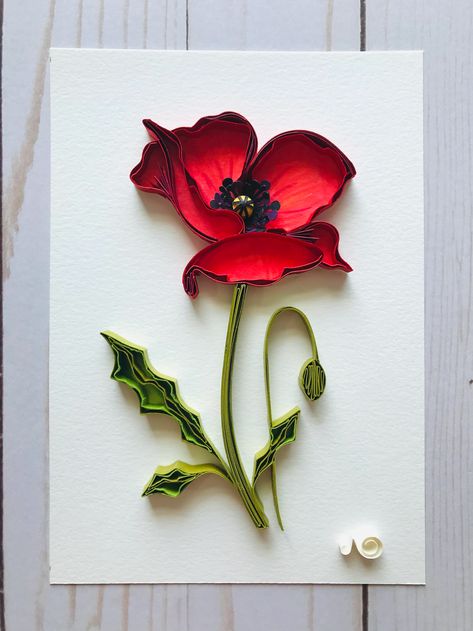 Red Poppy no Behance Yulia Brodskaya Quilling, Quill Flowers, Quilling Plants, Yulia Brodskaya, Quilling Images, Diy Quilling Crafts, Study English, Making Flowers, Quilled Creations