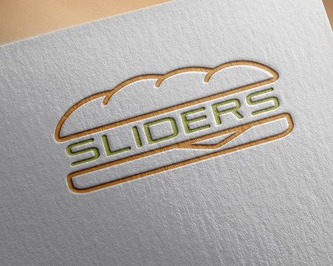 SLIDERS - LOGO DESIGN - Sandwich & Shawarma Restaurant on Behance Sandwich Shop Logo Design, Sandwich Box Design, Sandwich Logo Design Ideas, Sandwich Graphic Design, Restaurant Logos Design, Sandwich Logo Design, Sandwich Shop Logo, Food Logo Design Ideas, Shawarma Logo