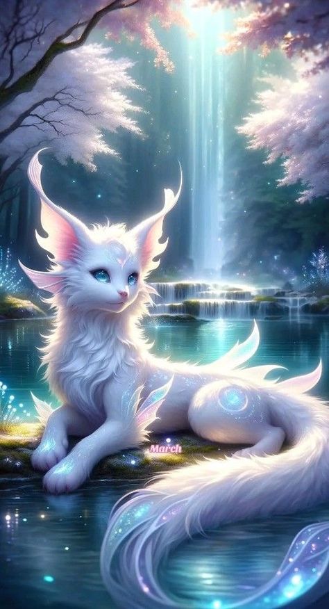 Cute Mythical Animals, Fantasy Cat Creature, Fantasy Animals Magical Creatures, Deer Dragon, Mythical Cat, Magic Animals, Pet Taxi, Fantasy Cat, Tattoo Animal