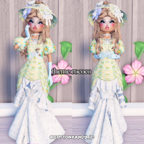 dress to impress theme rococo outfit inspo no vip Cheerdance Uniform, Rococo Dress To Impress No Vip, Dress To Impress Outfit Hacks No Vip, Rocco Dress To Impress, Dress To Impress Outfits Roblox Game No Vip, Rococo Dti, Rococo Dress To Impress, Rococo Outfit, Rococo Dress