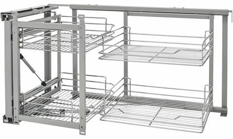 Better Solutions for Blind Corner Cabinets – Decluttered Now! Corner Cabinet Organization, Corner Organizer, Blind Corner Cabinet, Rev A Shelf, Cabinet Organizer, Small Basket, Kitchen Cabinet Organization, Corner Cabinet, Large Baskets