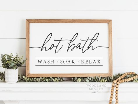 Farmhouse Bathroom Signs, Relax Signs, Farmhouse Style Frames, Wood Calendar, Bath Sign, Bathroom Wall Decor Art, Real Estate Closing Gifts, Wall Art Bathroom, Homeowner Gift