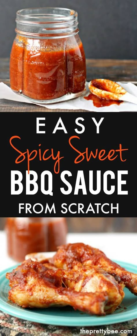 An easy recipe for sweet and spicy homemade barbecue sauce that's gluten free and allergy friendly! #glutenfree #dairyfree #nutfree #bbq Spicy Bbq Sauce, Homemade Bbq Sauce Recipe, Sweet Bbq Sauce, Homemade Barbecue, Homemade Bbq Sauce, Barbecue Sauce Recipes, Homemade Barbecue Sauce, Bbq Sauces, Pulled Pork Recipes