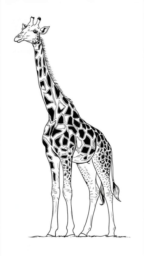 Giraffe Drawing Sketches, Giraffe Drawing Realistic, Animal Projects For Kids, Giraffe Art Drawing, Giraffe Sketches, Giraffe Sketch, Giraffe Logo, Giraffe Tattoo, Safari Clipart