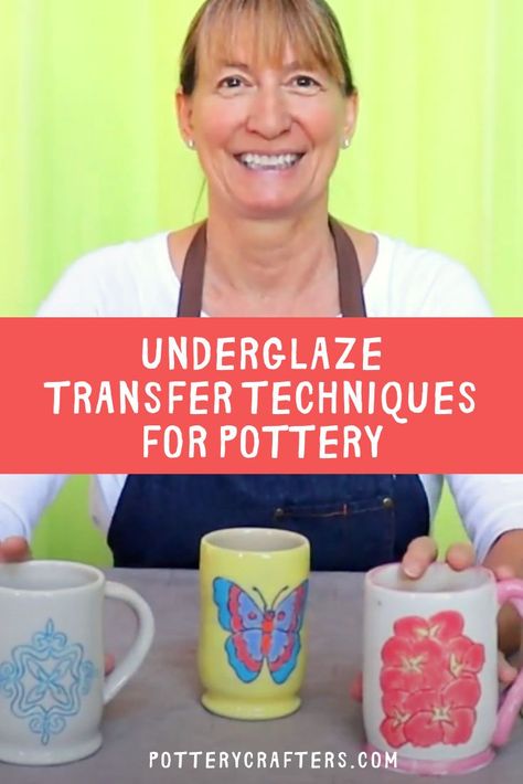 Want to learn some underglaze transfer techniques to use in your pottery making? Check this video for easy trace and transfer tips - it's easier than it looks! #pottery #underglaze #potteryglazing Pottery Decals Image Transfers, Under Glaze Transfers, Pottery Transfer Paper, Diy Underglaze Transfer, Pottery Underglaze Transfers, Pottery Transfer Ideas, Slip Transfer Pottery, Underglaze Transfer Pottery, Pottery Transfers