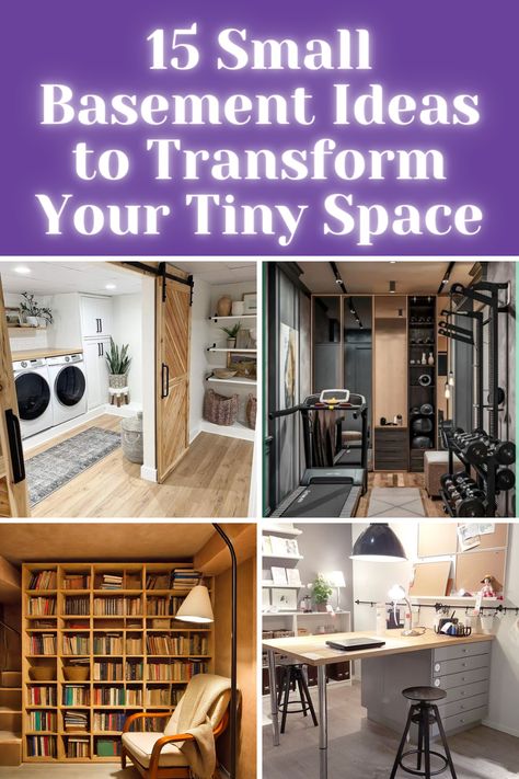 Don’t let your small basement go to waste! These 15 brilliant small basement ideas prove that even the tiniest spaces can shine. Whether you dream of a mini movie theater, cozy reading nook, compact home office, or even a gym corner, there’s a stylish and practical solution for every need. Turn your basement into a space you’ll love with creative ideas like a library wall, craft room, or mini bar. Check out the full blog post for inspiration to make the most of your basement! Basement Set Up, Craft Nook Ideas Small Spaces, Basement Storage Ideas Unfinished, Mini Movie Theater, Gym Corner, Basement Storage Ideas, Small Home Library, Small Den, Small Basement Ideas