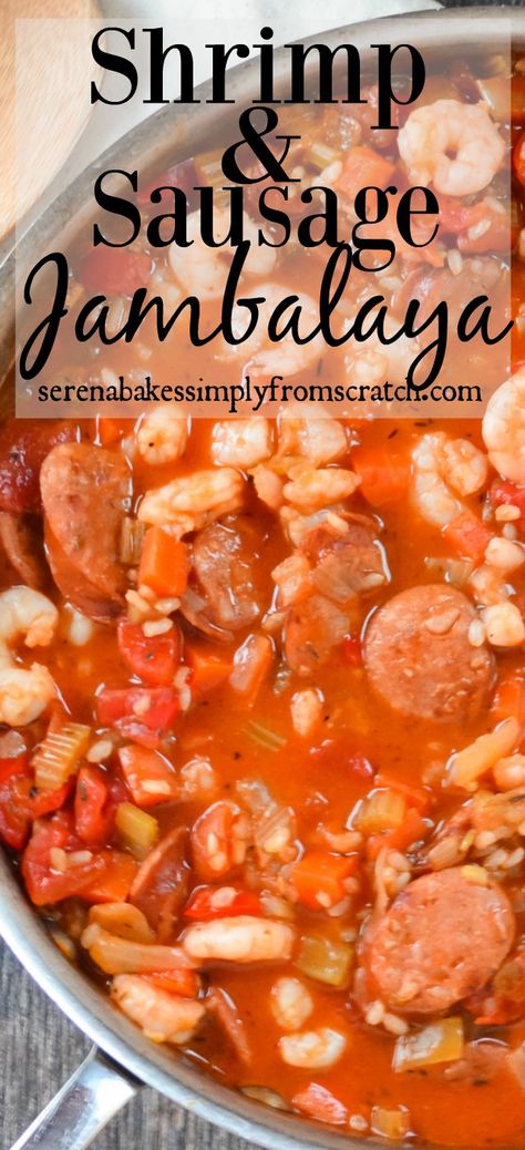 Shrimp and Sausage Jambalaya serenabakessimplyfromscratch.com Shrimp And Sausage Jambalaya, Sausage Jambalaya Recipe, Jambalaya Recipe Easy, Louisiana Dishes, Sausage Jambalaya, Shrimp And Sausage, Jambalaya Recipe, Creole Recipes, Family Dinner Recipes