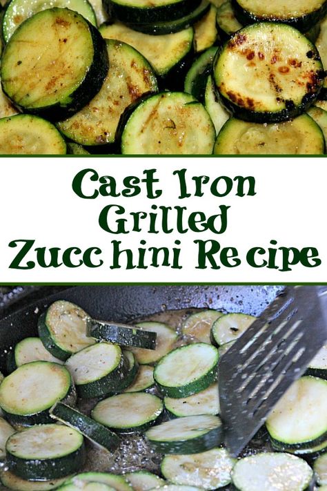 This Cast Iron Grilled Zucchini Recipe is the perfect grilling side dish to make up! With just three ingredients this is the perfect fresh vegetable side! #sidedish #zucchini #castiron Cast Iron Veggies, Smoked Turkey Chili Recipe, Grilled Zucchini Recipes, Grilled Side Dishes, Grilled Foods, Veggie Casserole, Sides Recipes, Iron Recipes, Chili Recipe Turkey