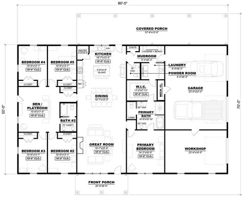 Simple Floor Plans Open Concept 4 Bedroom, 5 Bed Barndominium Rustic, 5 Bed Barndominium Scandinavian, 60x40 Metal Building Home With Shop, Barn House Woodworking Plans, Shop Blue Prints, Laundry Room Size Layout House Plans, Simple 5 Bedroom House Plans Open Floor, Pole Barn Shop Floor Plans