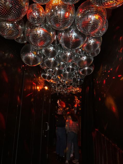 Disco!! Restaurant!! Disco Ball Hallway, Disco Restaurant, Disco Ball After Party, Disco Ceiling, Disco Goth Aesthetic, Goth Disco, Dark Restaurant Aesthetic, Disco Ball Ceiling, Disco Bar