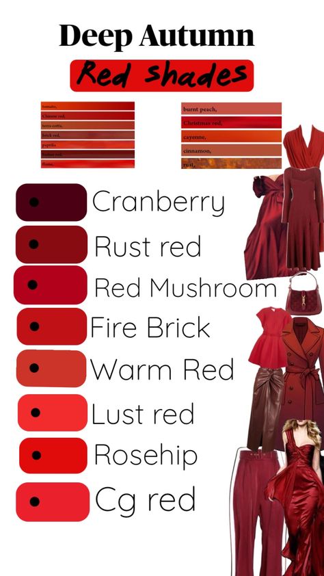 Deep Autumn Makeup, Deep Autumn Palette, Autumn Color Palette Fashion, Deep Autumn Color Palette, Autumn Skin, Colour Combinations Fashion, Red Colour Palette, Color Schemes Colour Palettes, Deep Autumn