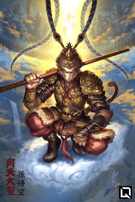 Sun Wukong Concept Art, Son Wukong Art, Sun Wukong Wallpaper Hd, Journey To The West Fanart, Sun Wukong Fanart, Wukong Art, Fantasy Paradise, Meditation Tattoo, Chinese Gods