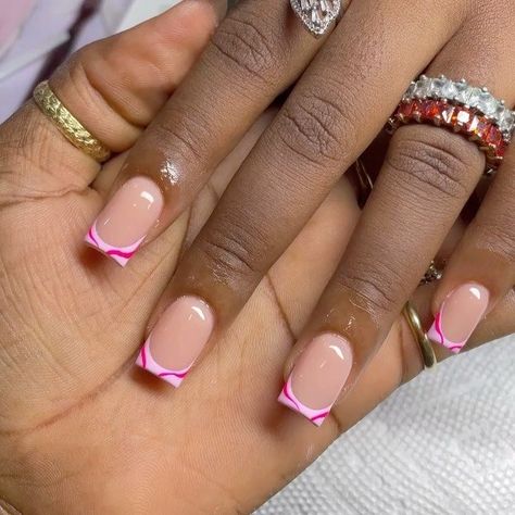 Gel Nail Tips Designs, Simple Short Nails Ideas, Pink Gel Nails Short, Pink Tip Nails, Pink Pink Pink, Acrylic Toe Nails, French Tip Acrylic Nails, Work Nails, French Acrylic Nails