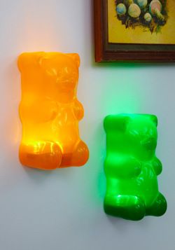 gummy bear lights! Gummy Bear Light, Shelf Light, Weird Furniture, Novelty Decor, Pinterest Contest, Shelf Lighting, Funky Furniture, Gummy Bear, Cute Room Decor