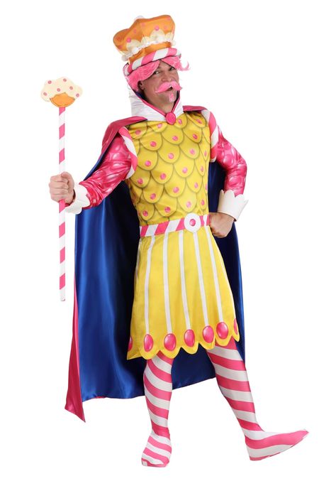 PRICES MAY VARY. Polyester,Satin Size: Small 100% polyester Satin tunic has all over graphics, zipper down center back Tunic has fiber filled shoulder detail and sleeve cuffs Satin cape with foam collar has hook and loop fastener to secure on neck Step into a world of adventure and imagination with our King Kandy Candy Land Costume for Men! Whether you're an adventurer at heart, or just looking for a unique outfit for a special occasion, this stunningly detailed costume is sure to make an impact Candyland Outfit, Candyland Costume, Candy Land Costumes, Satin Tunic, Costume For Men, Candy Costumes, For King And Country, Peppermint Sticks, Unique Outfit