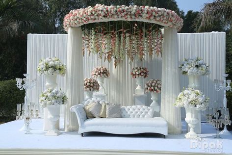 Unique Stage Decoration Ideas That'll Transform Your Wedding | WedMeGood Outdoor Wedding Setup, Reception Stage Decor, Wedding Setup, Wedding Hall Decorations, Wedding Stage Design, Wedding Backdrop Decorations, Wedding Design Decoration, Wedding Stage Decorations, Wedding Hall