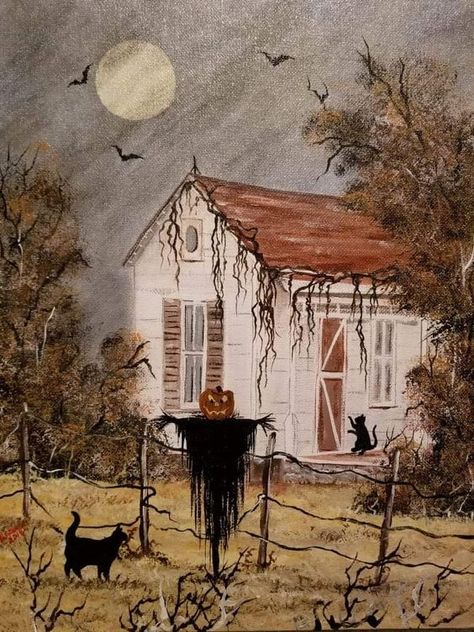 Helloween Wallpaper, Vintage Halloween Art, Halloween Kunst, Ghost Art, Samhain Halloween, Image Chat, Halloween Artwork, Halloween Illustration, Halloween Painting