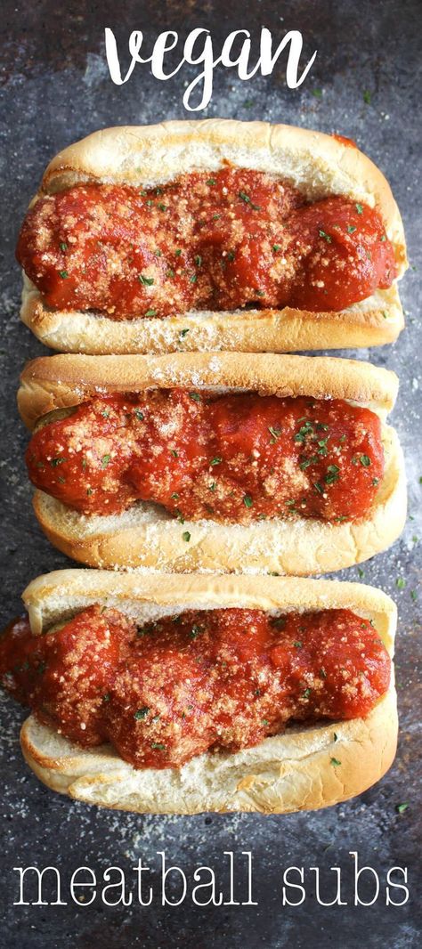 These amazingly delicious vegan meatball subs are made with super flavorful chickpea meatballs! This is one of our family's most loved recipes. via /thecrunchychron/ Chickpea Meatballs, Vegan Meatballs, Vegan Chickpea, Meatball Subs, Vegan Sandwich, Vegan Lunch, Vegan Cooking, Chicken Nuggets, Vegan Dinner Recipes