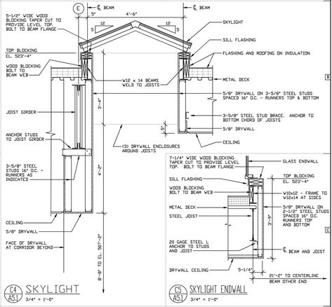 Skylight Detail - Architekwiki Skylight Detail, Diy Skylight, Skylight Architecture, Flat Roof Skylights, Construction Details Architecture, Skylight Installation, Building Details, Roof Skylight, Skylight Design