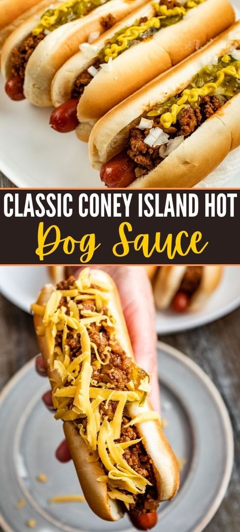 Homemade Coney Island Hot Dog Sauce Recipe Coney Island Hot Dog Sauce Recipe, Coney Sauce Recipe, Coney Island Hot Dog Sauce, Chili Dog Sauce Recipe, Coney Dog Sauce, Hot Dog Chili Sauce Recipe, Hot Dog Sauce Recipe, Coney Island Hot Dog, Coney Sauce