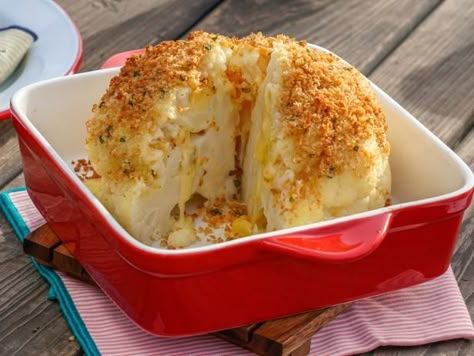 Get Cheddar Cheese-Stuffed Cauliflower Recipe from Food Network Stuffed Cauliflower, Giada De Laurentiis Recipes, Giada Recipes, Cauliflower Risotto, Queso Cheddar, Cauliflower Recipe, Cauliflower Crust Pizza, Giada De Laurentiis, What To Watch