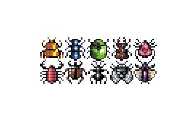 A sprite sheet of pixeled insects. Pixel Art Insect, Moth Pixel Art, Bug Pixel Art, Pixel Items, Pixel Sprites, Pill Bug, Sprite Sheet, Handmade Friendship Bracelets, 8bit Art